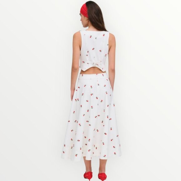 For Love And Lemons Talia Rosebud Embroidered A-Line Midi Skirt - Picture 5 of 11